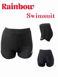 High-Waisted Boyleg Swim Shorts for Women - Plus Size Black Swimsuit Bottoms
