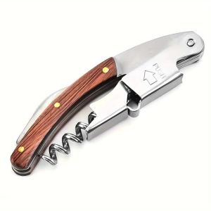 Leeseph Wine Opener Double Hinged Manual Wine Key for Bartender Server Waiter Stainless Steel Wine Bottle Opener Corkscrew