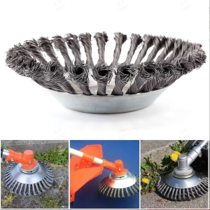 Steel Wire Wheel Garden Weed Brush Lawn Mower Grass Eater Trimmer Brush Cutter Tools Garden Grass Trimmer Head Weed Brush
