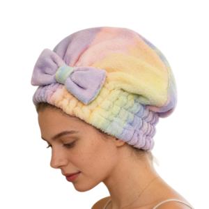 Microfiber Hair Drying Towels Head Wrap with Bow-Knot Shower Cap Hair Turban HairWrap Bath Cap for Curly Long Wet Hair Gift