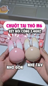 Chuột tai thỏ hồng không dây máy tính dễ thương cute wireless 2.4G không tiếng ồn Playrab MOFII M6