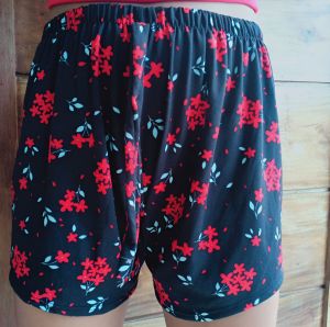 Assorted floral patterned cotton spandex comfy shorts for women.