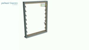 mẫu thanh cửa chớp gió cửa bướm chớp lá sách trưng bày hoặc để tư vấn khách nhỏ gọn 3 lá chớp cao 447mm có kèm theo thanh chặn mưa 200mm màu trắng / đen tùy chọn  ( lưu ý đây chỉ là phụ kiện chớp lật 2 bên chưa bao gồm khung và kính )