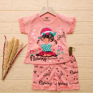 SETELAN KAOS ANAK PEREMPUAN 1 - 6 TAHUN RUFFLE MODEL TANGAN KERUT