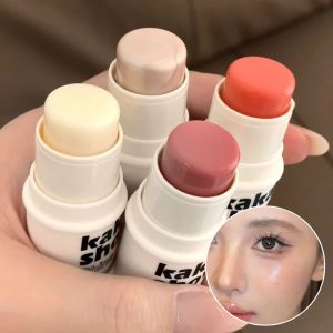 4 Colors Water Gloss Blush Stick Makeup Pink Orange Blusher Cream Shimmer Highlighter Stick LongLasting Waterproof Lip Cheek Tint Pigment