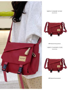 กระเป๋าผ้าใบสะพายข้างแบบลำลองสำหรับผู้หญิง กระเป๋าใส่ของสำหรับไปทำงาน กระเป๋าใส่ของสำหรับเรียน กระเป๋าสะพายข้างแบบลำลอง ความจุขนาดใหญ่ กระเป๋าถือแบบสะพายข้าง