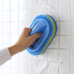 Glass Wall Cleaning Bath Brush Handle Sponge Ceramic Window Slot Clean Brush Kitchen Bathroom Toilet Cleaning magic sponge