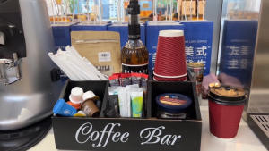 2-Tier Coffee Station Organizer Wooden with Drawer 5-compartment Coffee Pods Holder Storage Basket Countertop Tea Coffee Bean Snack Storage for Home Offices Coffee Bar Basket