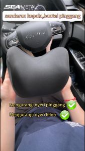 SEAMETAL Bantal Leher Mobil Empuk Sandaran Kepala Mobil Mendukung Busa Memori Kursi Mobil Penopang Pelindung Sandaran Leher Aksesori