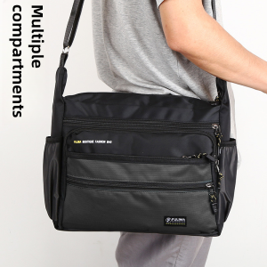 Large Capacity Mens Shoulder Bag Waterproof Oxford Cloth Crossbody Bag Casual Style for Travel and Daily Use with Zipper Closure