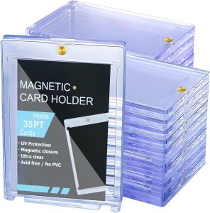 10Pcs Hard Magnetic Card Holder / Clear Acrylic Cards Holder for Idol Photo / Gaming Trading Card Display Case / Waterproof Protective Cover Sleeves