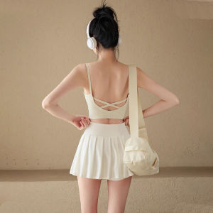 เสื้อกั๊กโยคะแบบสวมไหล่สำหรับผู้หญิง ชุดออกกำลังกาย วิ่ง ฝึกซ้อม โยคะ ฟิตเนส เสื้อชั้นใน Pilates เสื้อชั้นในแบบสวมคอกลม