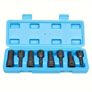8pcs Drive Hex Bits Impact Allen Socket Set H5-H19 8 Piece Cr-Mo One-Piece Construction Hex Driver Hand Tools