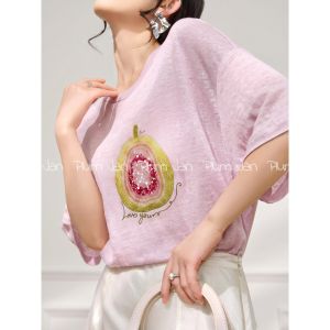 PlumJan | Áo Thun In Họa Tiết Thêu Sang Trọng Chống Lão Hóa