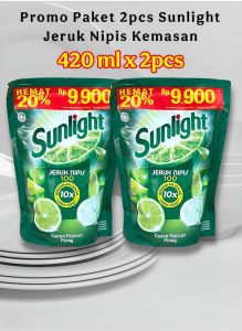 PAKET 2 PCS SUNLIGHT SABUN CUCI PIRING JERUK NIPIS REFILL 420 ML X 2 PCS