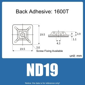 100pcs Self-Adhesive Cable Tie Mount Wire Organizer Base Nylon Cable Clip Holder Cord Management Wire Harness Fixing ND