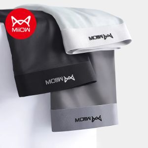 MiiOW 3Pcs Ice Silk Men Underwear Mens Underpants Graphene Antibacterial Crotch Mens Panties Breathable Man Boxers Briefs L-5XL