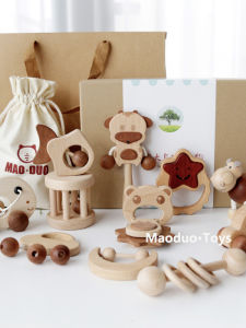 MAO·DUO | Baby Rattle Toy Soothing Grip Educational Wooden Biteable