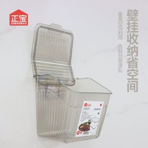กล่องเก็บของติดผนัง Zhenbao สำหรับห้องครัวและห้องน้ำ ไม่ต้องเจาะ พร้อมฝาปิด กันฝุ่น กล่องเก็บของสำหรับจัดระเบียบในครัว