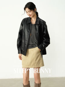 Black Leather-like Loose Jacket
