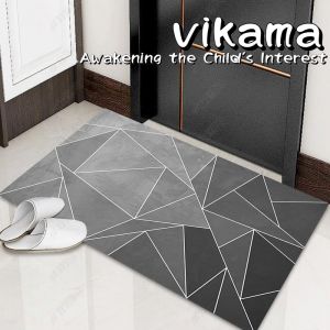 VIKAMA Minimalist Geometric Crystal Velvet Rug Luxury-inspired Non-slip Rug Ideal for Office and Entryway Home Decor