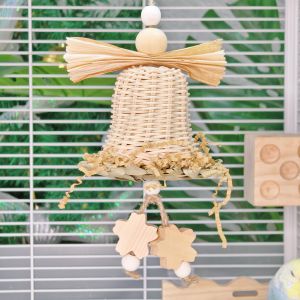 Natural Vine Weaving Parrot Toy Palm Leaf Bite Chewable Brushing Tongue Small Sun String Pet Bird Feeding Supplies Wooden Toys