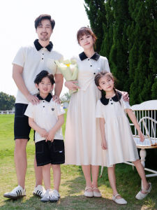 HONGLEXIUYAN | Parent-Child Matching Summer Dresses & Polo Shirts
