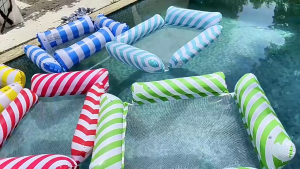 Phao Bơi Giường Nằm Lưới 4 Phao họa tiết Vintage Phao nổi hồ bơi có tựa lưng nằm thư giản PGL-4P