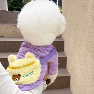 Bixin Pet Clothes with Small Bag for Free Autumn Dog Teddy Sweater Bichon Pomeranian Small Dog Cat Autumn and Winter Clothing