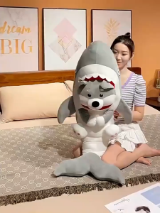 gấᴜ nhồi bông Cá Mập Mặt Chó Husky Cá Mập Mặt gấᴜ có khoá kéo gối ôm cho bé hình thú quà tặng cute K3T3