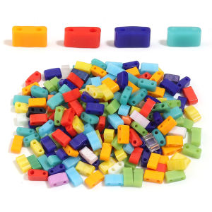 10 Grams Two Hole Glass Seed Beads 5x2.5mm Cube Flat Square Spacer Beads 2 Hole for Jewelry Making Bracelet DIY Charms Crafts