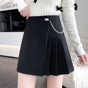 กระโปรงสั้นทรงเอเอวสูง กระโปรงสั้นผ้าโพลีเอสเตอร์ ลายจุด กระโปรงสั้นทรงเอแบบไม่สมมาตร กระโปรงสั้นผู้หญิง สไตล์เกาหลี ฤดูใบไม้ผลิและฤดูใบไม้ร่วง