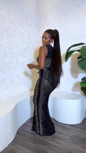 AliZnaiml Luxury Sparkly Crystal Rhinestone Dress