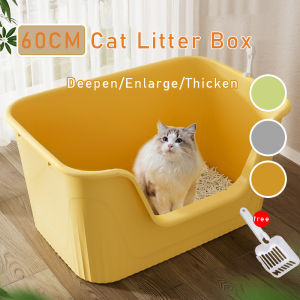 【60CM】Cat litter Box With Scoop High Edge Cat Toilet Anti Throwing Sand Design Deodorization Prevention