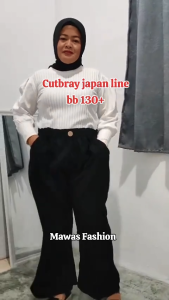 Flare pants highwaist japan line - celana cutbray wanita big size