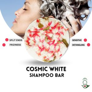 Eco Love Premium Cosmic White Shampoo and Conditioner Bar 65g - Shampoo Bar Kids Sulfate Free Paraben Free Natural Organic Eco-Friendly - Woops Human Nature Ecobar Clen Lush Conditioner Bar Mild Formula Gray Hair Cleansing Dandruff Hair Grower