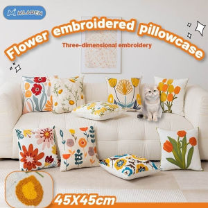 MLADEN 45×45cm Embroidery Throw Pillow Case Cotton Cushion Cover Sofa Pillowcase for Home Decor