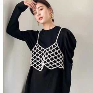 French Pearl Camisole Stylish Easiest for Match Tops Heavy Industry Vest Outerwear Dress Summer Women