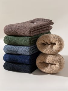Miiow | Mens Wool Socks Thickened Mid-calf Long Tube Socks Warm Absorbent Anti-Odor Antibacterial Winter Socks Cat Person MiiOW