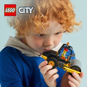 LEGO City 60401 Construction Steamroller Building Set Toys (78 Pieces) Balok Mainan Anak (5 Tahun+)