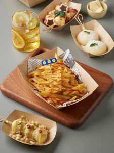 Kraft Paper Long Rectangular Open Top Box Greaseproof Food Tray