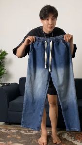 Celana Jeans Pria Panjang Gradient Contrast Versi Korea