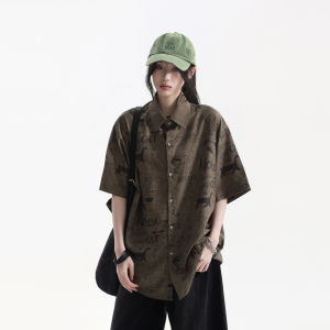 zuocisankon | Korean-inspired Youthful Design Abstract Cat Print Shirt