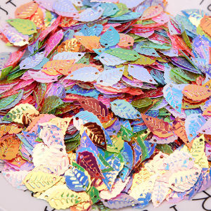 EQIANAO 16x9mm Leaf Sequin Beads Double Hole Sew on Sequins Glitter Paillettes for Clothing Dress Scrapbook Crafts DIY Deco