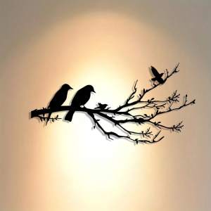 CIFbuy | CIFBUY Metal Birds Wall Art Abstract Rusty Branch Sculpture for Home Office Patio Indoor Outdoor Holiday Gift Hanging Ornament