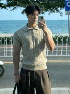 ZHUOCAN | Mahan Style Argyle Knit Polo Short Sleeves