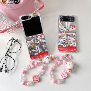 Creative Kt Cat  Samsung ZFlip7 Flip Cover Laser Protection Hard Shell Womens Style Foldable Screen Mobile Phone Case