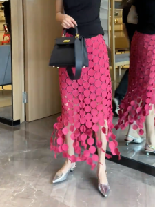 MANMI | Chân Váy Dạng Đĩa Màu Hồng Thời Trang Elegante