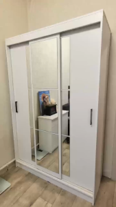 Minos Modern Wardrobe Storage Wardrobe Full Length Mirror Sliding Mirror Door Garment Cabinet Bedroom Furniture