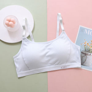 Teenage Girls Thin Cotton Sports Bra Developmental Stage Small Chest Gathered Vest Style Underwear Suitable for Middle And High School Students